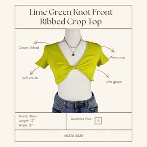 SHEIN Bright Green Knot Front Crop Top